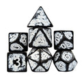 Washed White on Black Acrylic - 7pcs RPG Full Dice Set