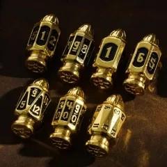 7pcs Dice Metal Bullet Gold Black