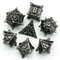 7pcs RPG Dice Set - Spiky Silver Metal
