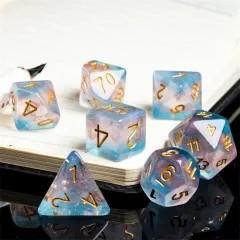 7pcs Dice Resin Layer Gold Font Transgender White Pink Blue