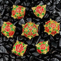 7pcs Dice Metal Hollow Rose Plant Gold Green Red