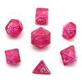 7pcs Dice Resin Pattern Foil Pink Font Pink