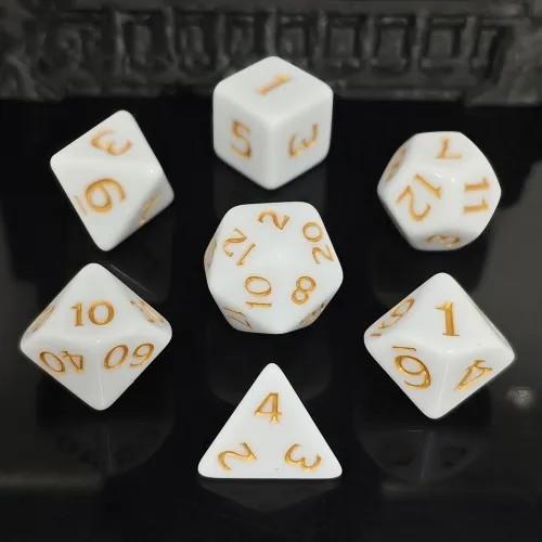 7pcs Dice Acrylic Blend Yellow Font Solid White