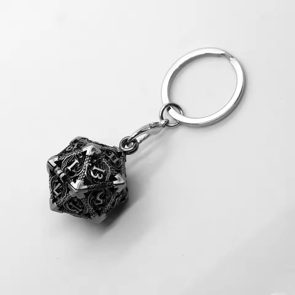 Dice Novelty Keyring D20 Locket Mini Set Silver