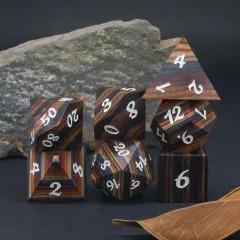 7pcs Dice Wooden Layered White Font Rainbow