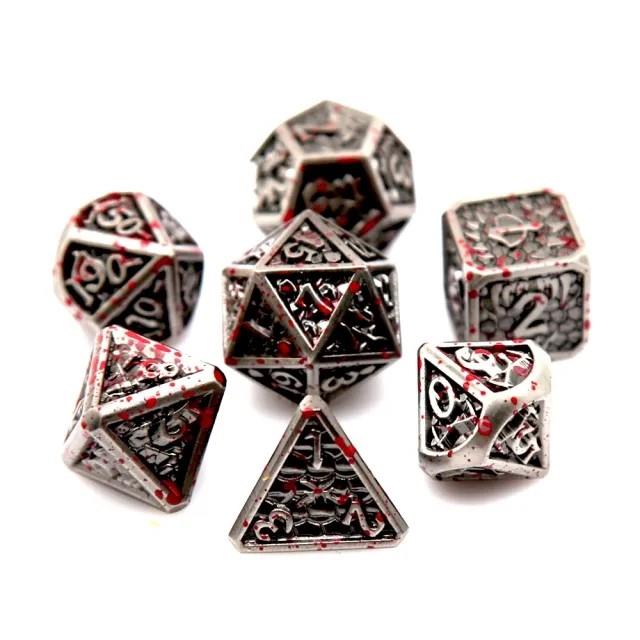 Monster in Silver Metal - 7pcs RPG Dice Set