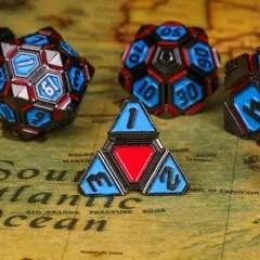 7pcs Dice Metal Alien Ship Blue Red Nickel
