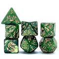 Gold Dragon on Green Acrylic - 7pcs RPG Full Dice Set