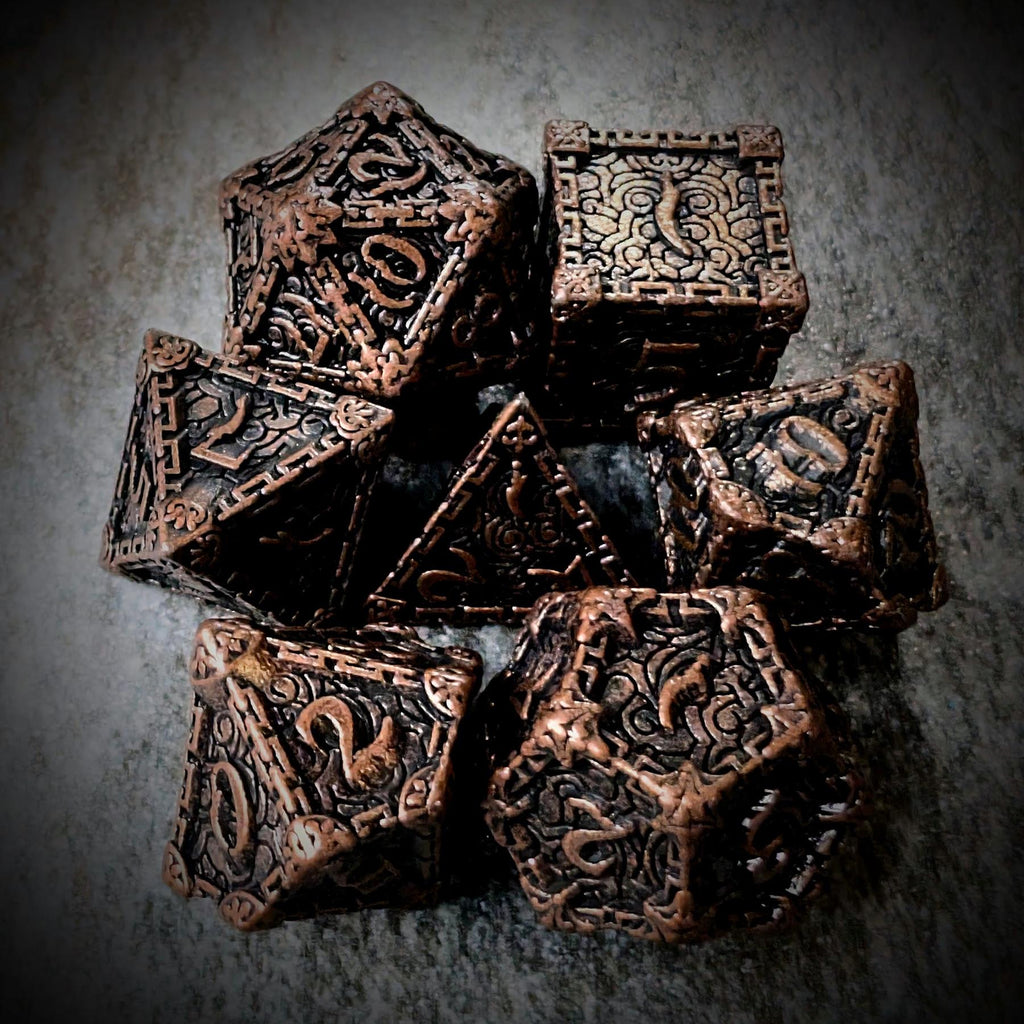 7pcs RPG Dice Set - Copper Metal