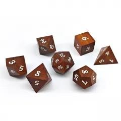 7pcs Dice Wooden Walnut White Font Brown