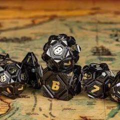 7pcs Dice Metal Alien Ship Gold Font Black
