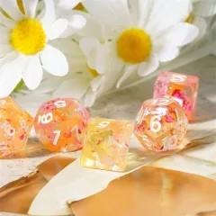 7pcs Dice Resin Swirl White Font Pink Orange