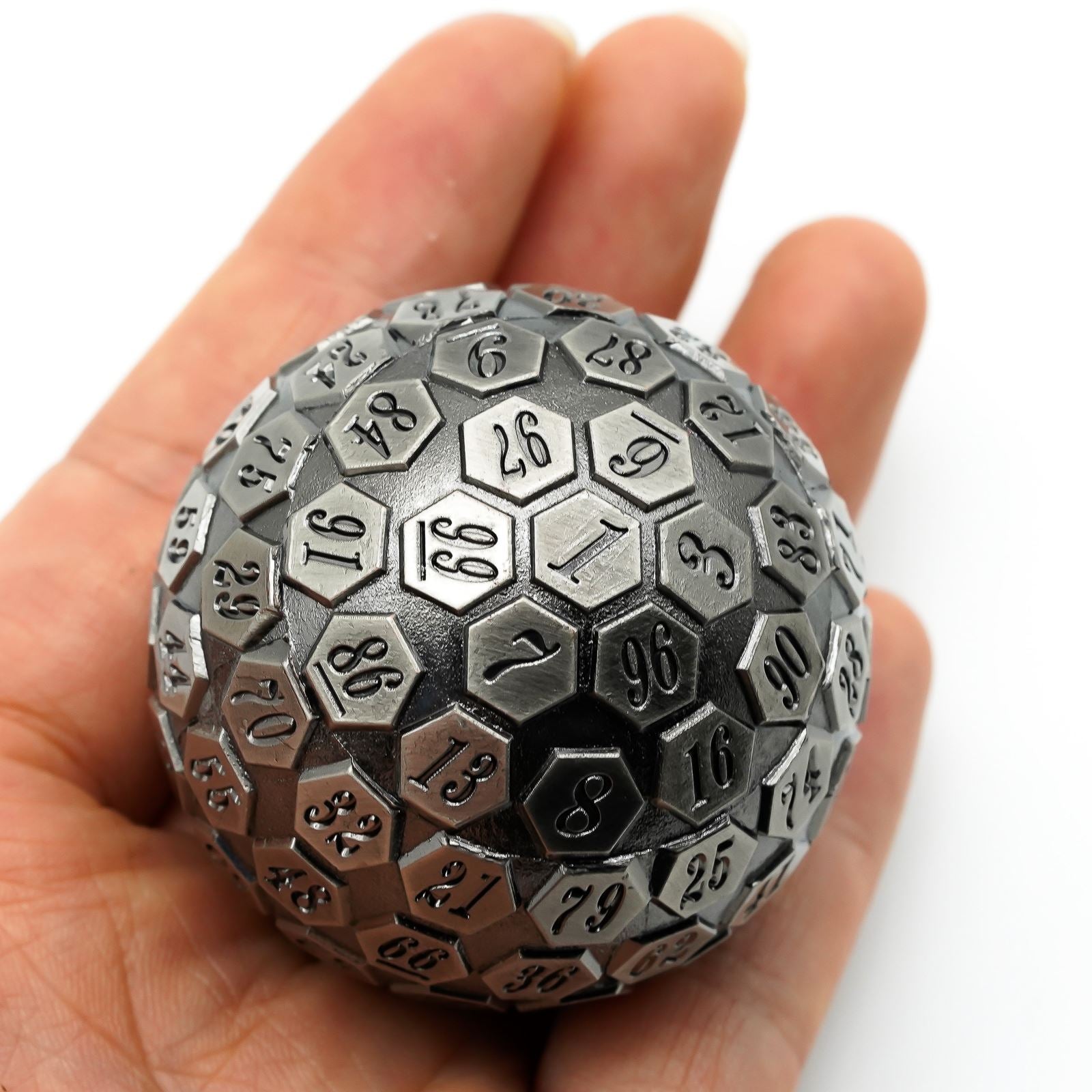 D100 RPG Dice - Silver Metal