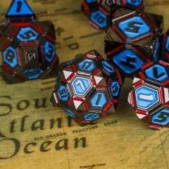 7pcs Dice Metal Alien Ship Blue Red Nickel