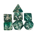 Glitter in Clear Green Acrylic - 7pcs RPG Full Dice Set