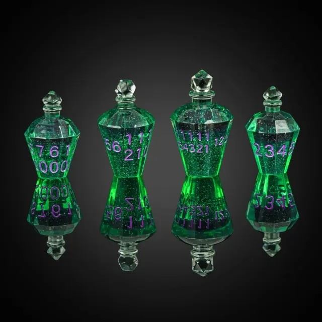Green Potion Resin -  7pcs RPG Dice Set