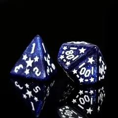 7pcs Dice Acrylic Pattern Stars Gold Font Blue