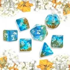 7pcs Dice Resin Glitter White Font Glitter Blue