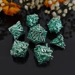 7pcs Dice Metal Hollow Dragons Head Nickel Font Green