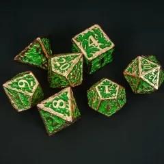 7pcs Dice Metal Druid Vine Copper Font Green