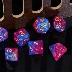 7pcs Dice Resin Layer Gold Font Bisexual Pink Purple Blue