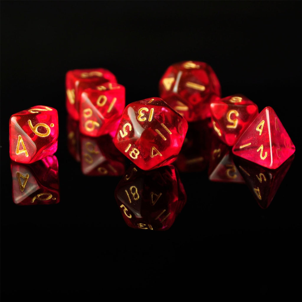 Red & Clear Acrylic - 7pcs RPG Mini Dice Set