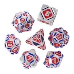7pcs Dice Metal Alien Ship Blue Red Silver