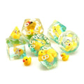 7pcs Dice Resin Filled White Font Yellow Duck Blue Clear