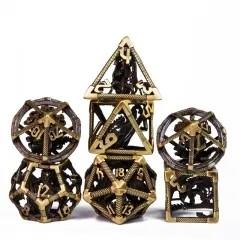 7pcs Dice Metal Hollow Dragon Black Bronze