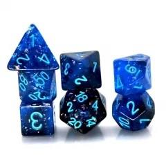 7pcs Dice Resin Glitter Blue Font Blue