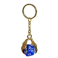 Blue & Gold Acrylic in Metal Claw - D20 Keyring