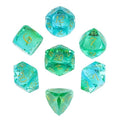 7pcs Dice Gem Glass Facet Gold Font Green Blue (UD)