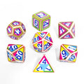 7pcs Dice Resin Unique Printed Colour Test Blue Font White