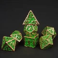 7pcs Dice Metal Druid Vine Copper Font Green