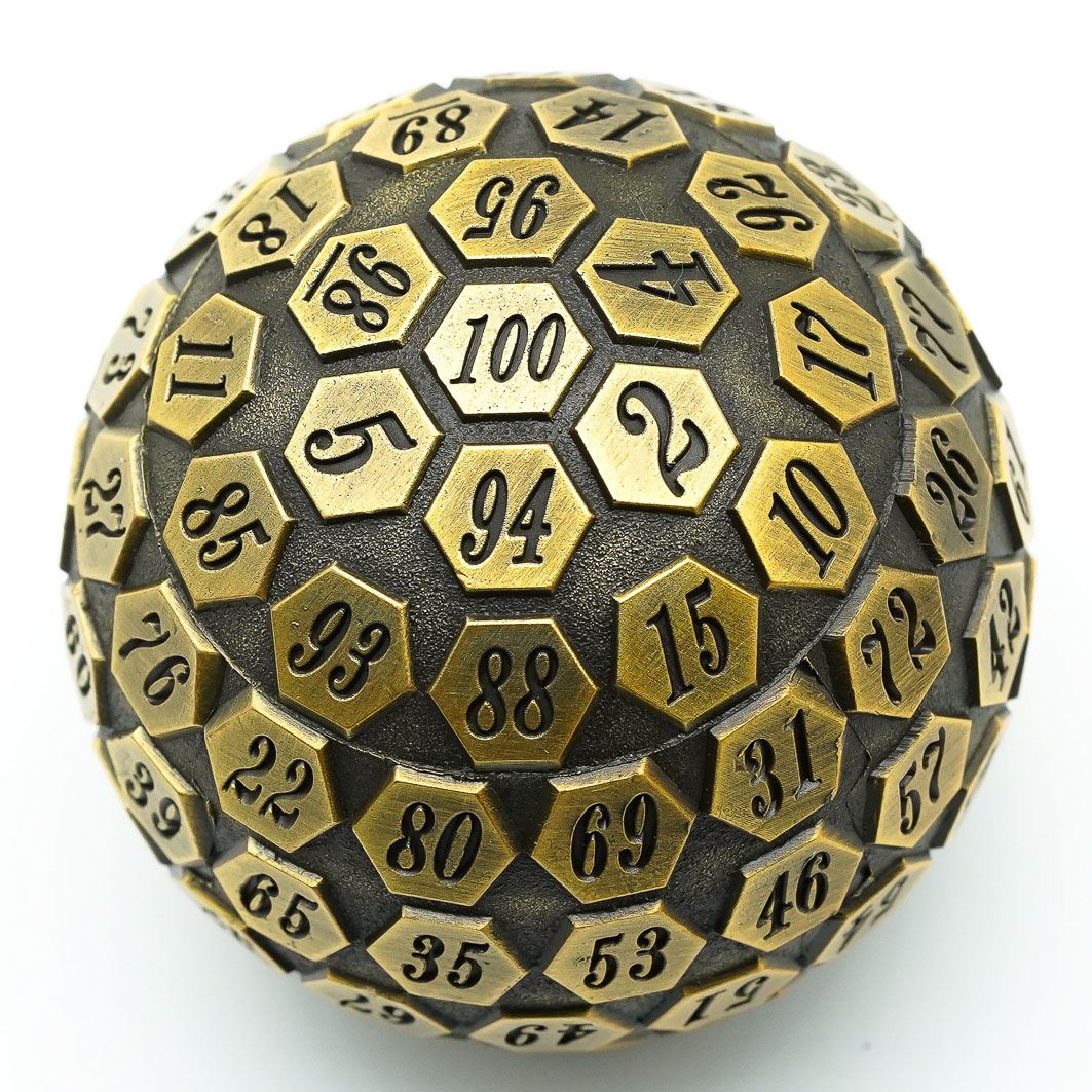 D100 RPG Dice - Gold Metal