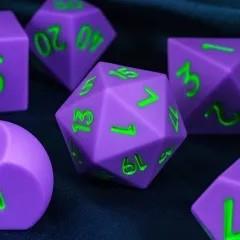 7pcs Dice Silicone Oversize Solid Green Font Purple