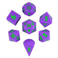 7pcs Dice Silicone Oversize Solid Green Font Purple