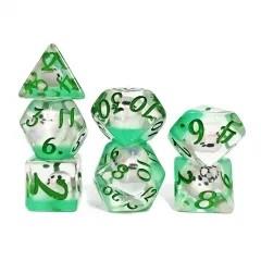 7pcs Dice Resin Filled Green Font Seal Green Clear