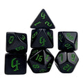 Green on Solid Black Acrylic - 7pcs RPG Full Dice Set