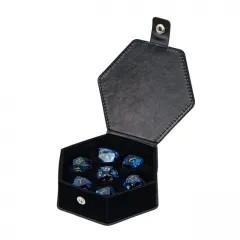 7pcs Dice Gem Glass Facet Gold Font Blue (UD)