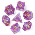 Candy in Purple & White with Copper Foil Sharp Resin - 7pcs RPG Dice Set