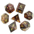 7pcs Dice Gem Glass Layered Gold Font Brown (UD)