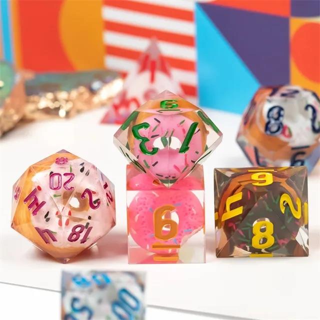 Donuts in Multicolour Filled Sharp Resin - 7pcs RPG Dice Set