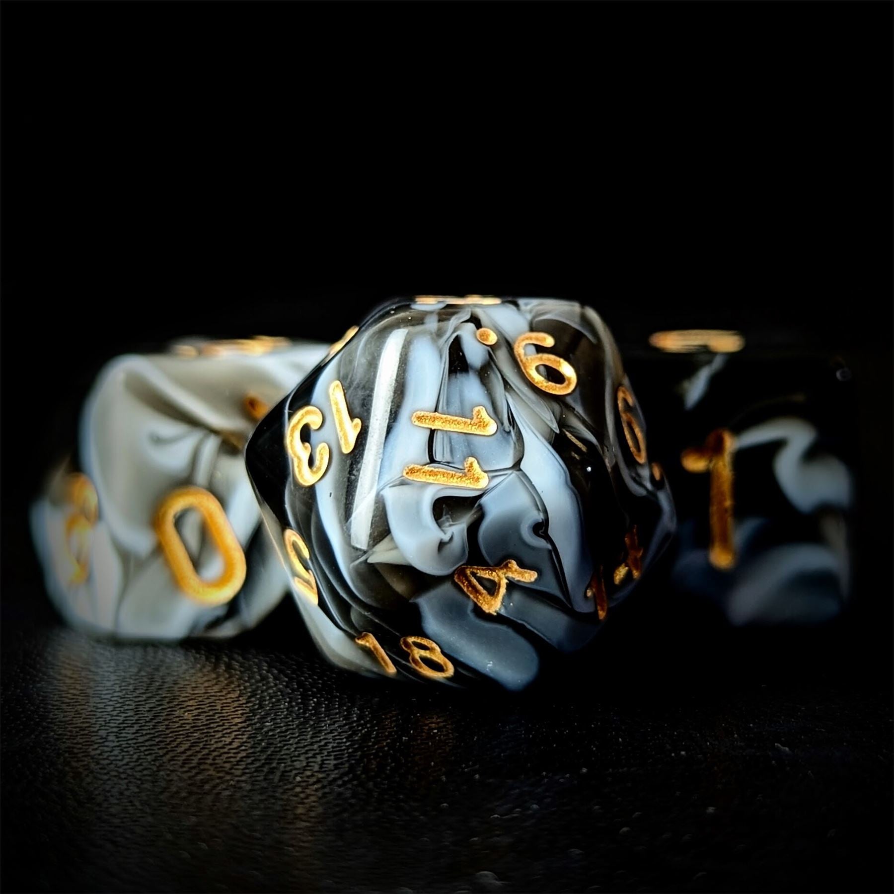 Blend of White & Black Acrylic - 7pcs RPG Full Dice Set