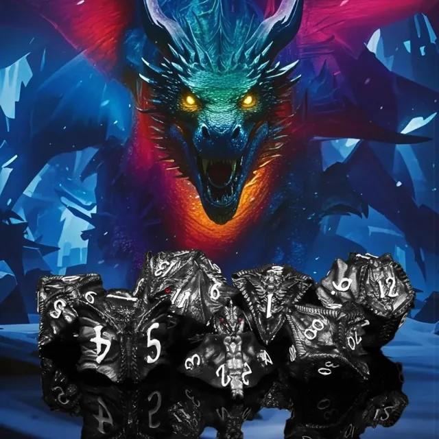7pcs Dice Metal Dragon Head Black