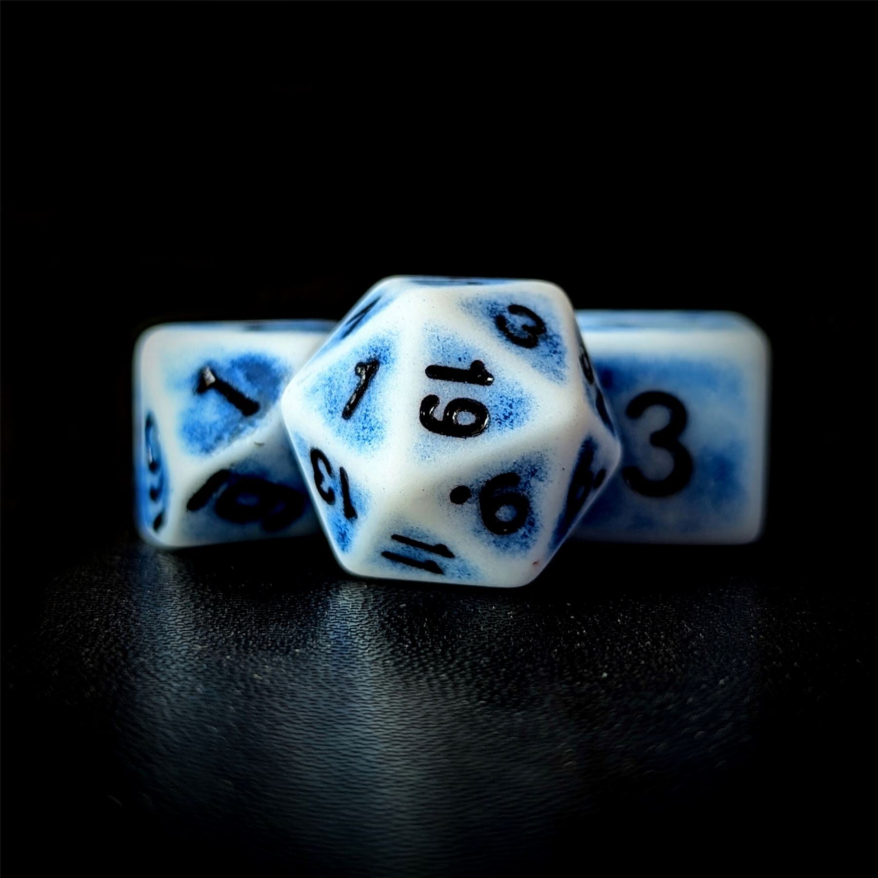 Washed Blue on White Acrylic - 7pcs RPG Full Dice Set