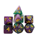 Glitter in Purple & Green Acrylic - 7pcs RPG Full Dice Set