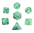 7pcs Dice Resin Swirl White Font Frosted Green