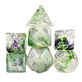 Glitter in White & Purple with Green Resin - 7pcs RPG Full Dice Set