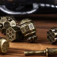 7pcs Dice Metal Bomb Worn Bronze